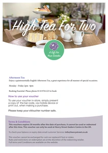 HS Afternoon Tea for 2 e-voucher