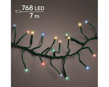 LED cluster lights 8 fn twinkle o/d 1400cm green/multi