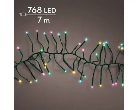 LED cluster lights 8 fn twinkle o/d 1050cm green/soft multi