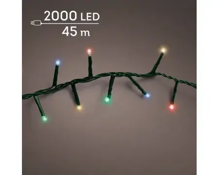 LED compact lights 8 fn twinkle o/d 4500cm green/multi