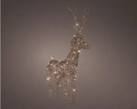 LED deer wicker deer brown/warm white 104cm - image 1