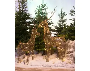 LED deer wicker deer brown/warm white 104cm - image 2