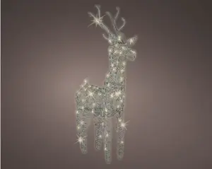 LED deer wicker deer o/d grey/ w/w H.69cm