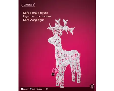 LED reindeer soft acrylic flashing effect transparent/cool white 89cm - image 2