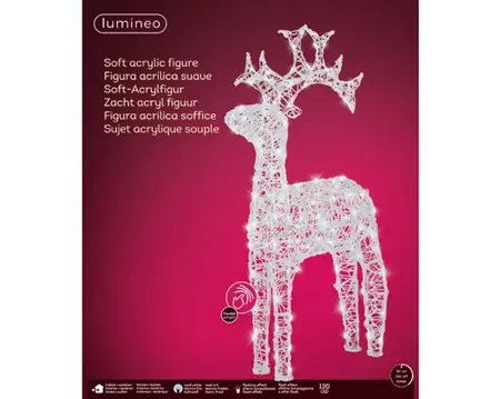 LED reindeer soft acrylic flashing effect transparent/cool white 110cm - image 2