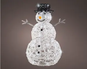 LED snowman soft acrylic flashing effect transparent/cool white 65cm