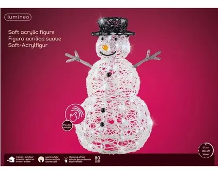 LED snowman soft acrylic flashing effect transparent/cool white 65cm - image 2