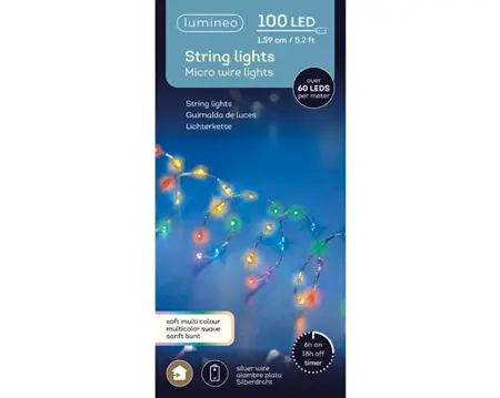 100 Micro LED extra dense lights BO silver/soft multi L.159cm - image 3