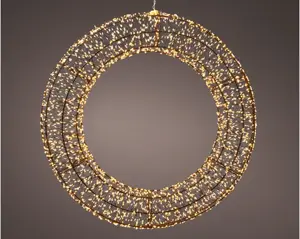 Micro LED frame light metal wreath o/d black/cl warm H.116cm