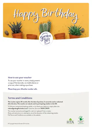 National Garden E-Gift Voucher - Happy Birthday