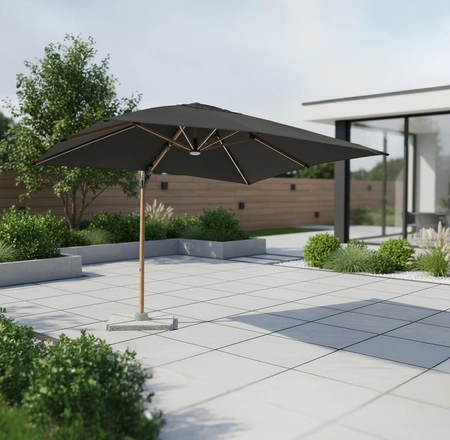 Truro Grey Wood Effect LED 3M Parasol & Base