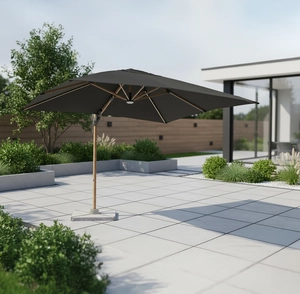 Truro Grey Wood Effect LED 3M Parasol & Base