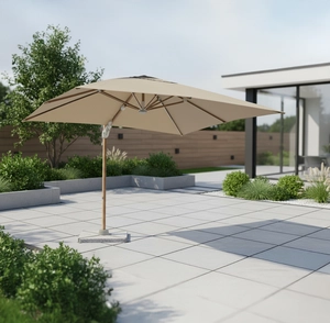 Truro Stone Wood Effect LED 3M Parasol & Base