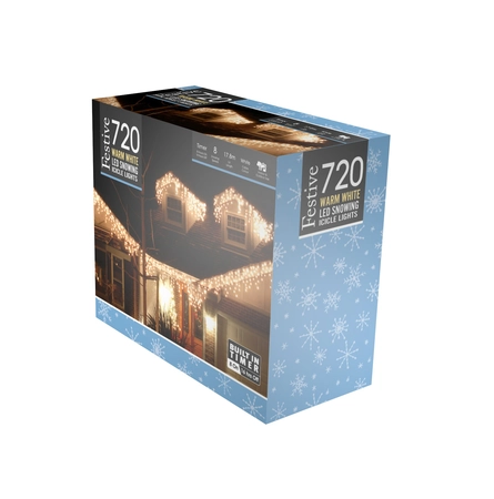 720 snowing icicle lights - warm white - 4 way - image 1
