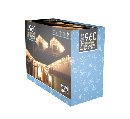 960 snowing icicle lights - warm white - 4 way - image 1