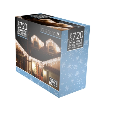 720 snowing icicle lights - white - 4 way - image 1