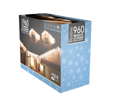 960 snowing icicle lights - white - 4 way - image 1