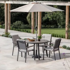 Zurich 4 Anthracite Seat Dining Set